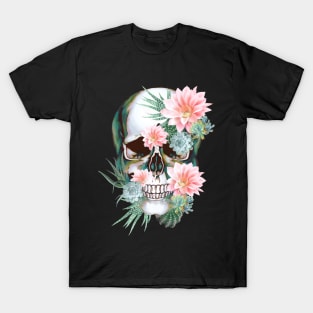 Sugar skull with succulents plants T-Shirt